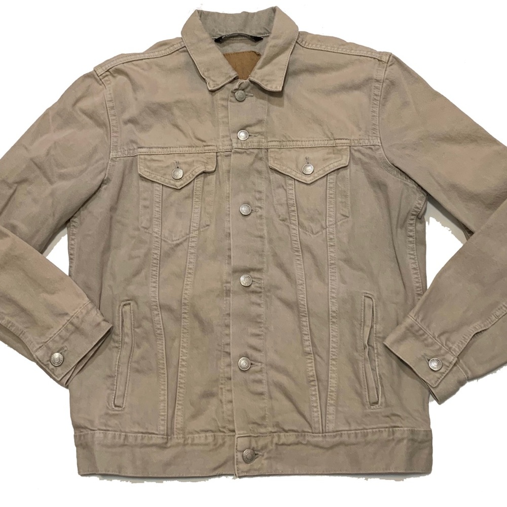 Zara Men's Beige/Tan Cotton Trucker Jacket